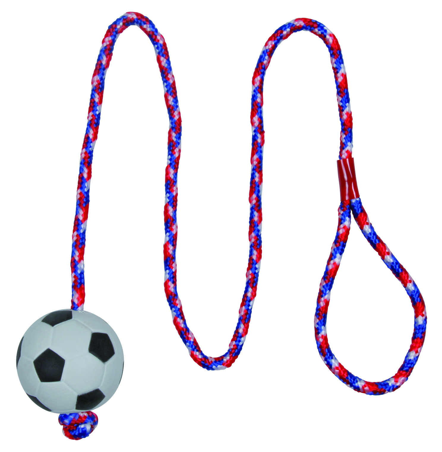 Hračka Trixie vrhací míč mechová guma na šňůře