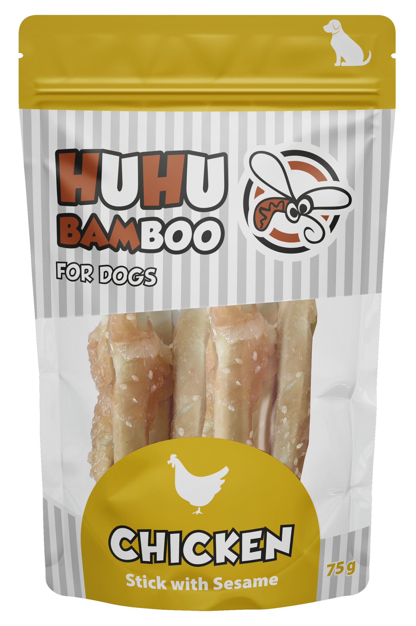 Huhubamboo Basic kuřecí maso se sezamem na rybí kůži 75 g