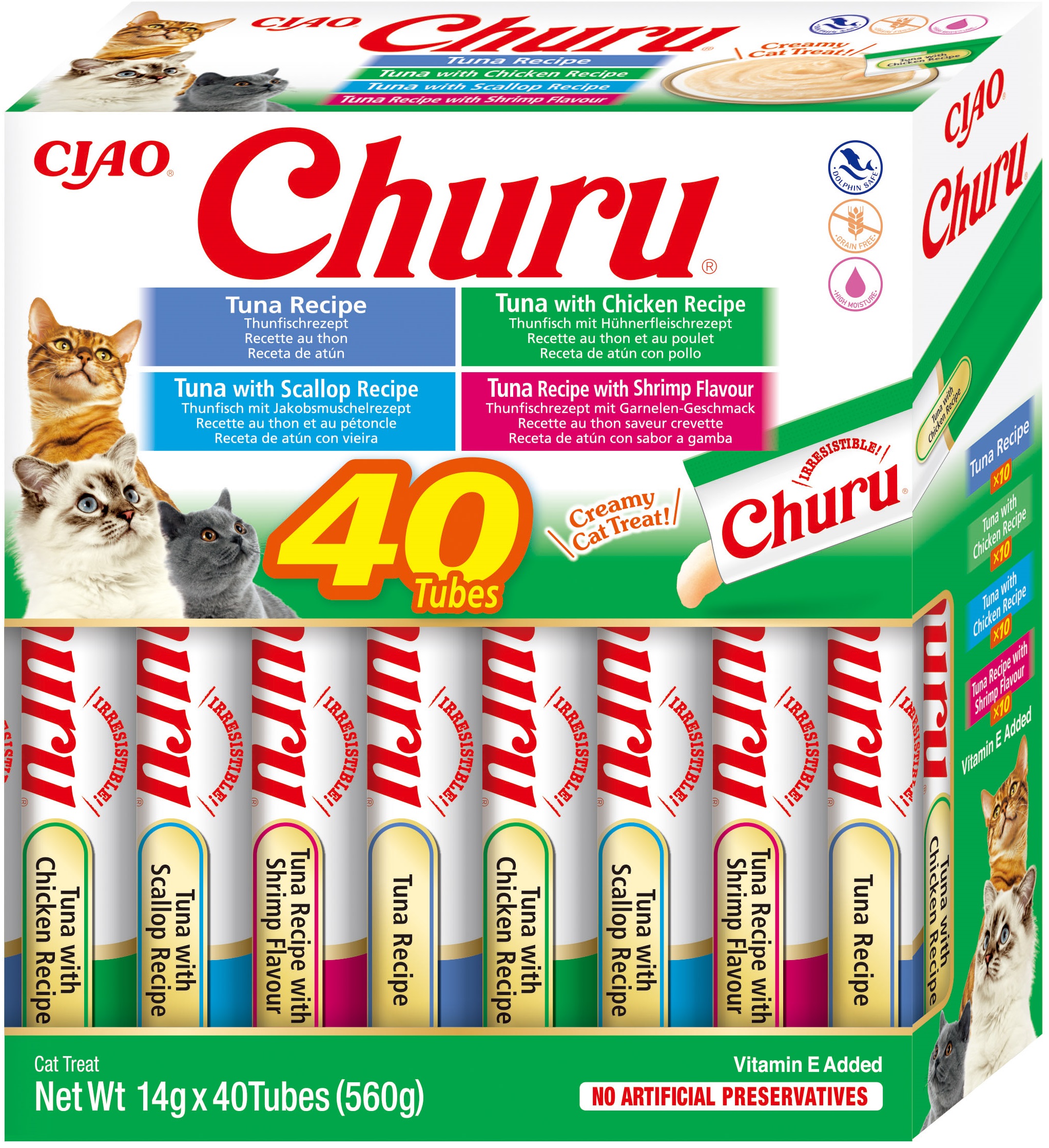 Churu cat masové pyré mix - tuňák, mořské plody 560 g (balení)