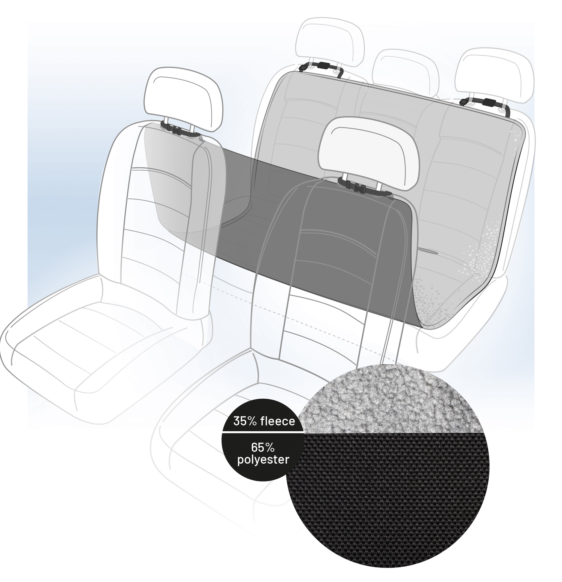 Potah do auta Flamingo černošedý 146 x 143 cm