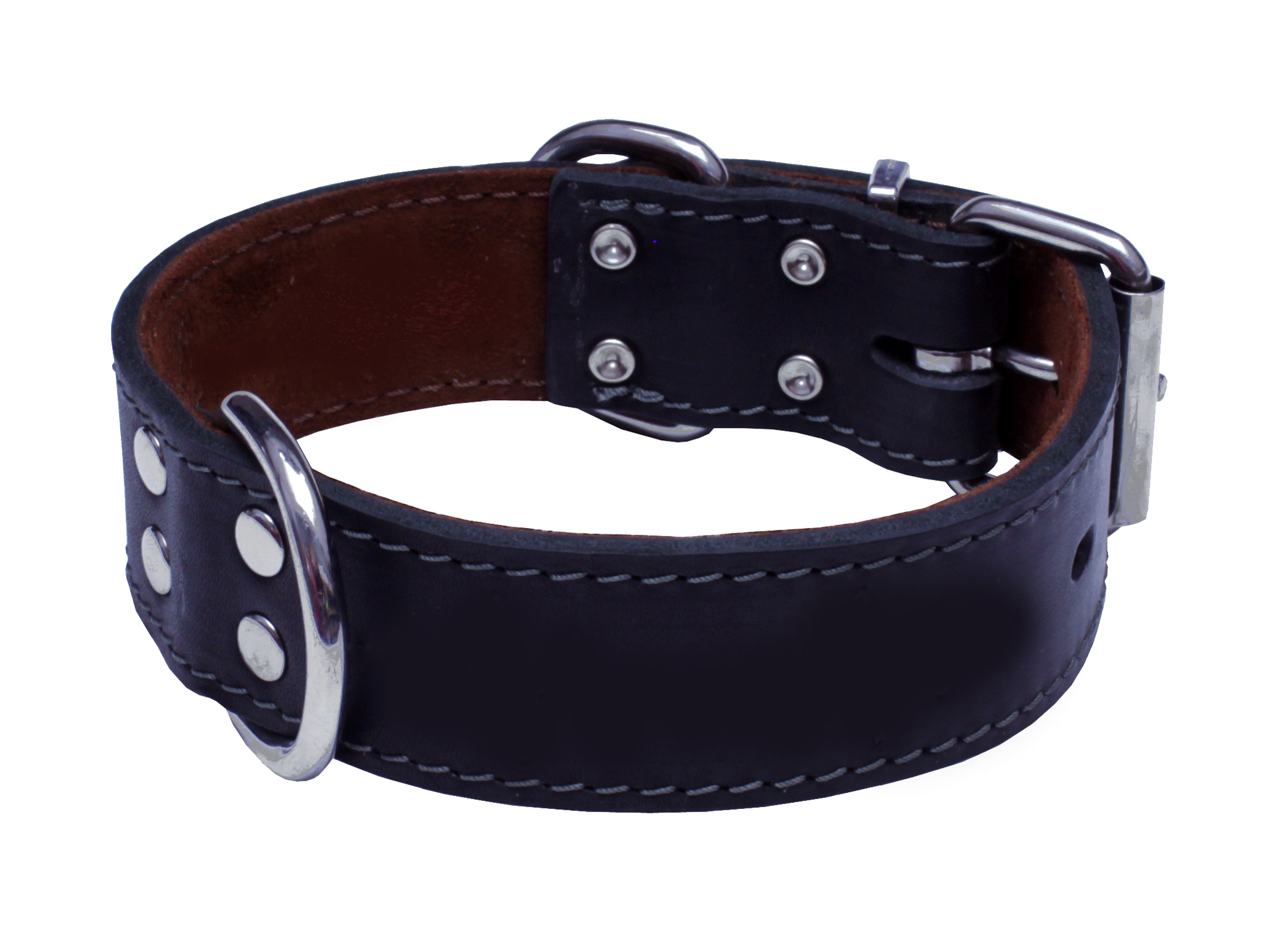 HUHUBAMBOO obojek mastná kůže 4 x 65 cm, černý