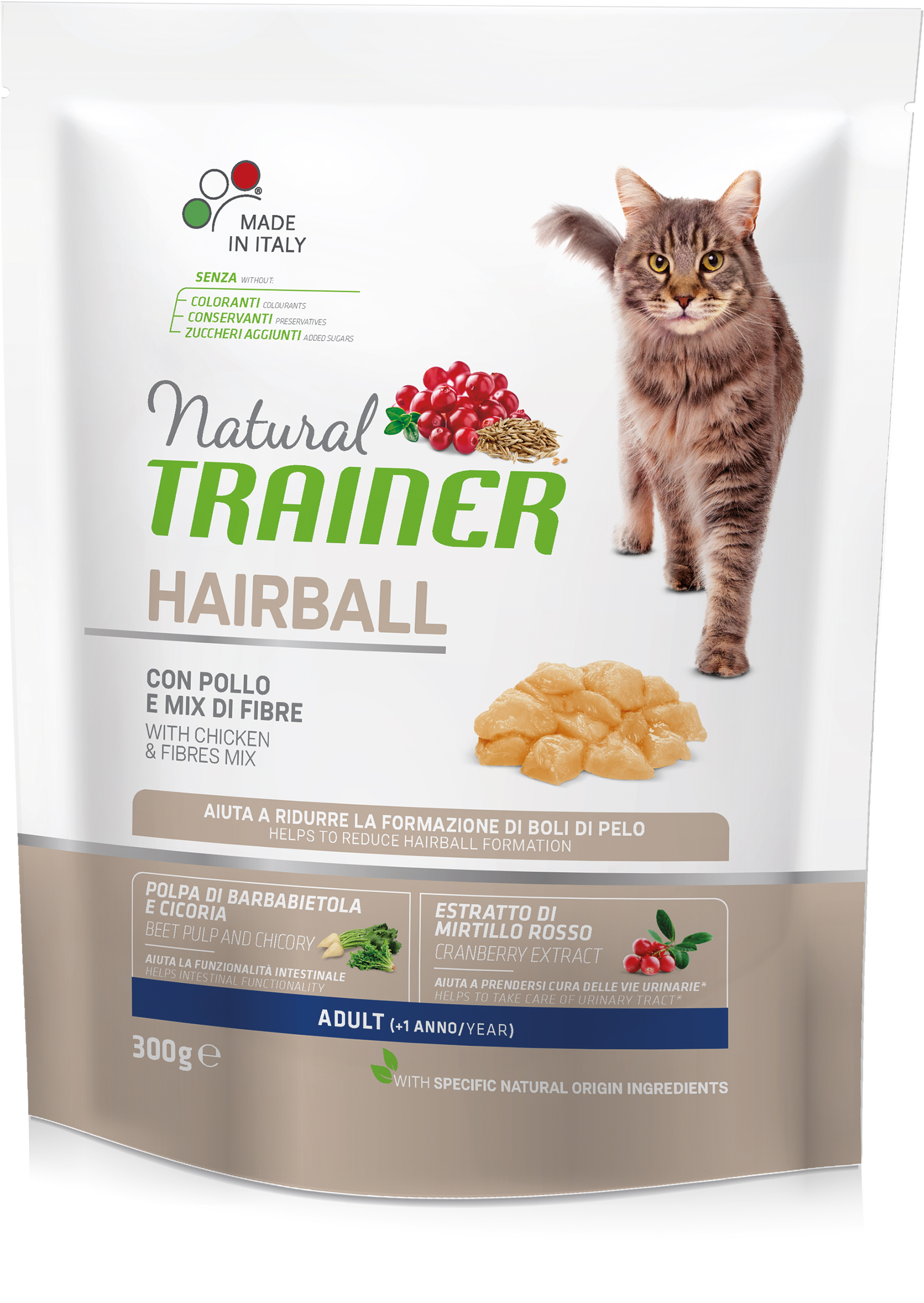 Natural Trainer Cat Hairball kuřecí 300 g