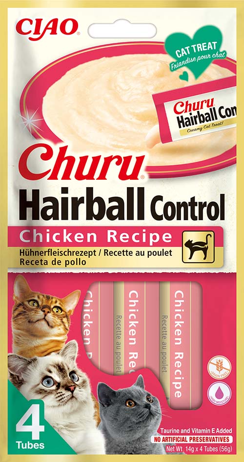 Churu Cat Hairball masové pyré - kuře 4 x 14g