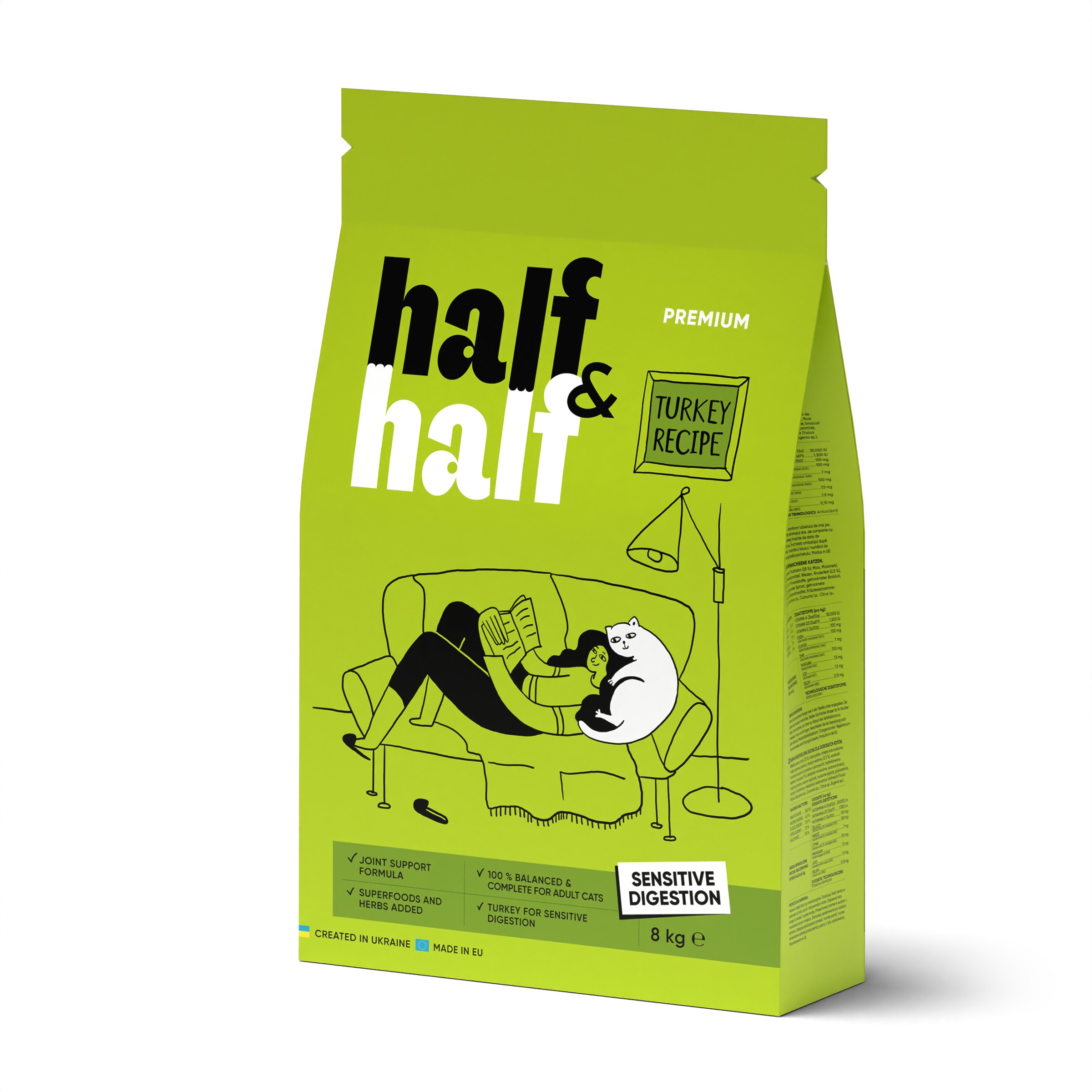 Half&Half Cat Sensitive krůta granule pro kočky 8kg