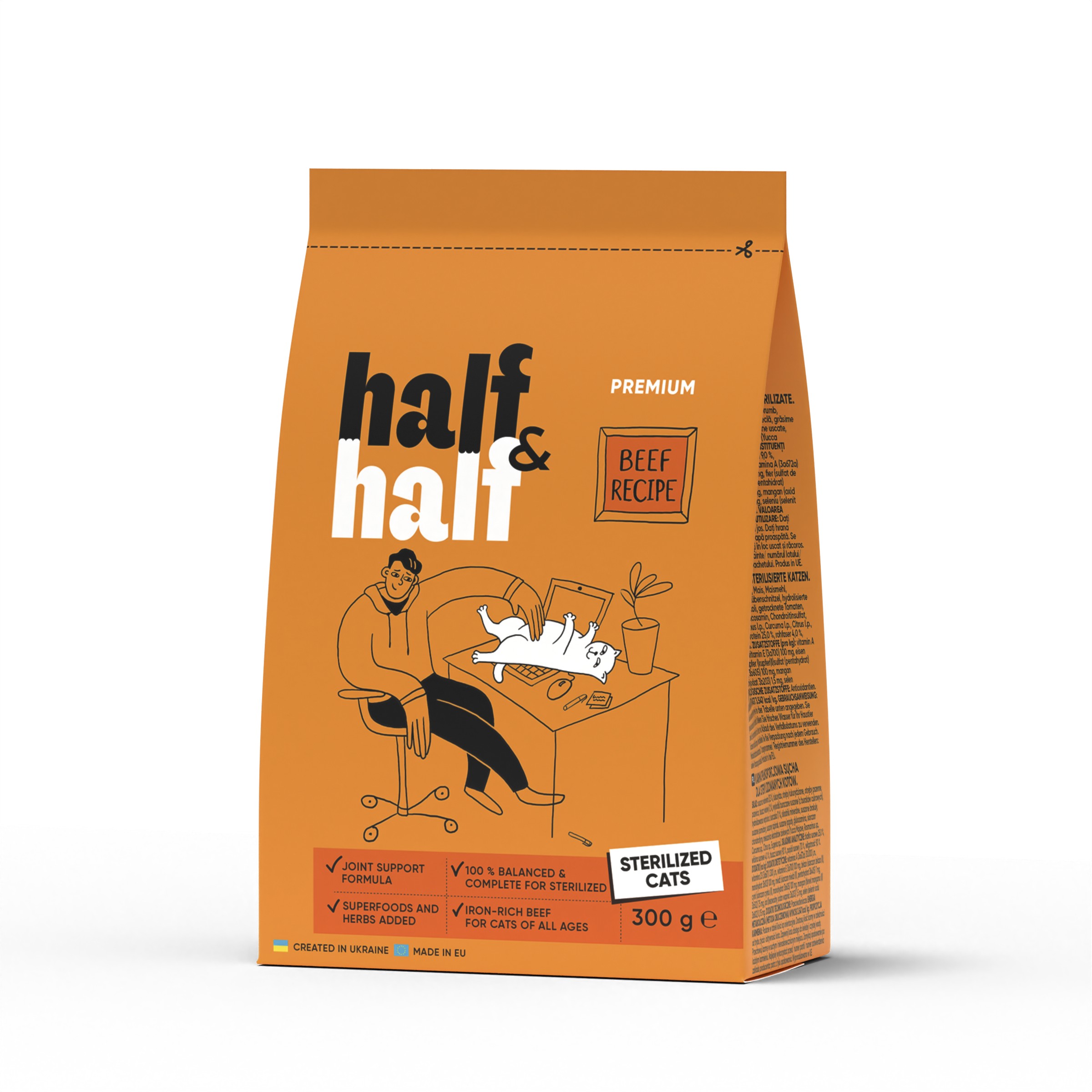Half&Half Cat Sterilized hovězí granule pro kočky 0,3kg