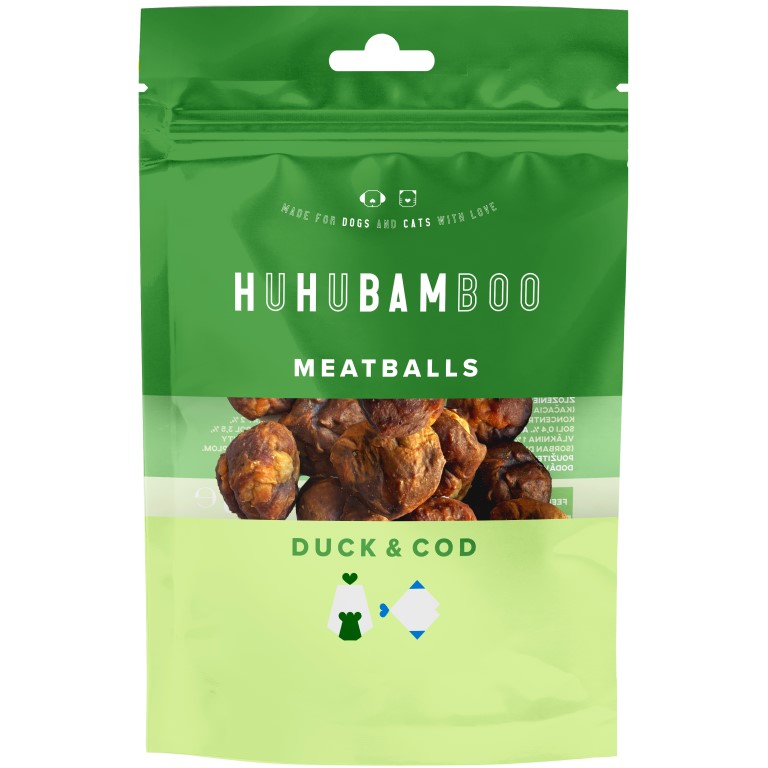 Huhubamboo masové koule s kachním a treskou 75g