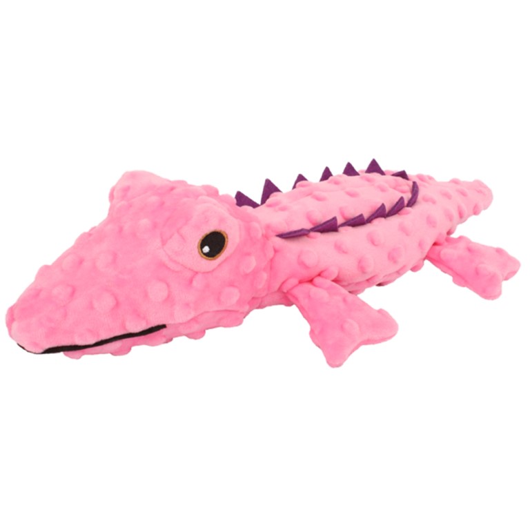 Huhubamboo hračka pro psy krokodýl růžový 40cm