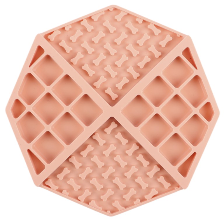 Huhubamboo lízací podložka růzový osmiúhelník 15x15cm