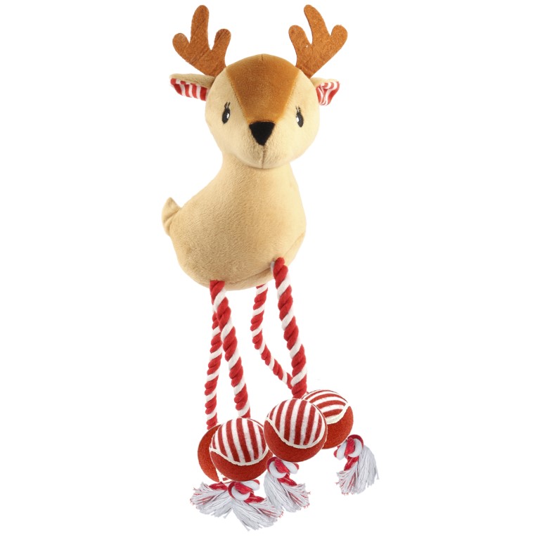 Huhubamboo plyšová hračka pro psy sob s tenisovými míčky 32cm