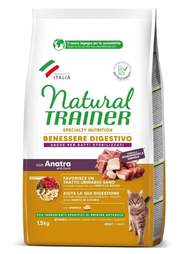 Levně Natural Trainer Cat Adult Sterilized – kachna 1,5 kg