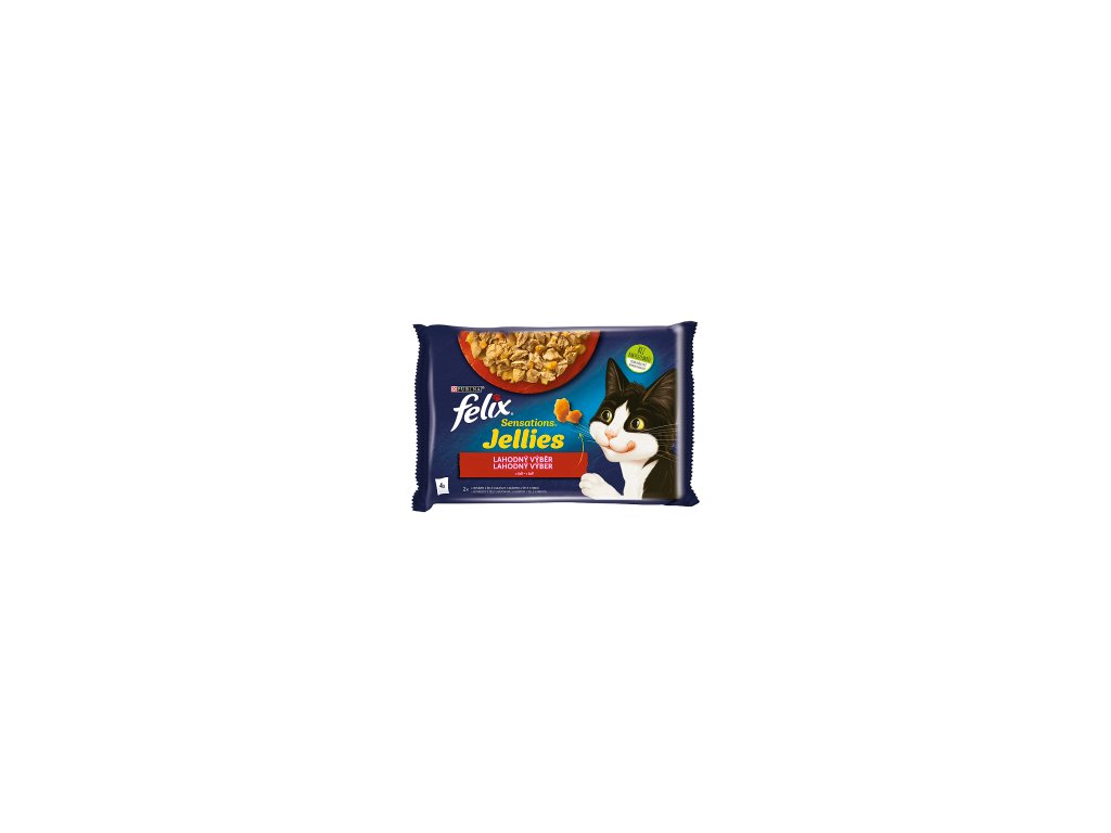 Kapsička Felix Sensations multipack hovädzie s paradajkami, kura s mrkvou v želé 4 x 85 g