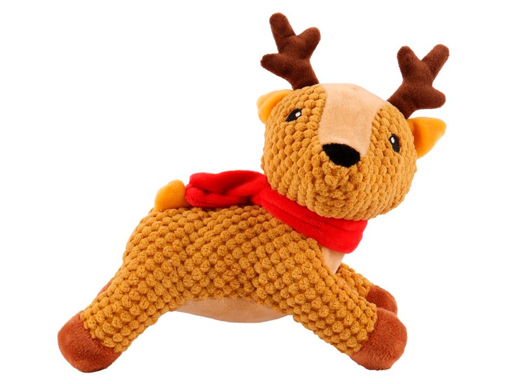 Huhubamboo vianočný sob s červeným šálom 24 cm