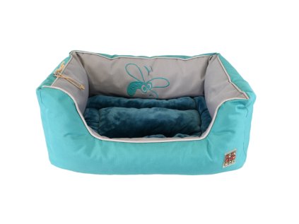 Kanapa Huhubamboo svetlo šedá/tyrkysová plyš 55x35 cm