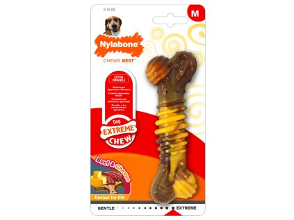 Hračka NYLAB Extreme Chew Texture Bone Steak&Cheese M