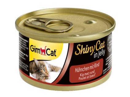 Konzerva ShinyCat kura s hovězím 70g