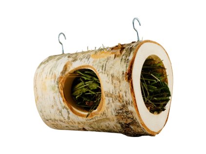 Hračka pre hlodavce drevený zavesený tunel s platanom 20cm / 10cm