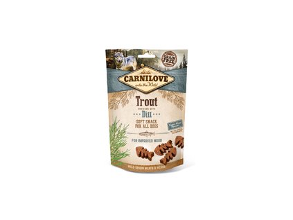 18636 carnilove dog semi moist snack trout with dill 200g