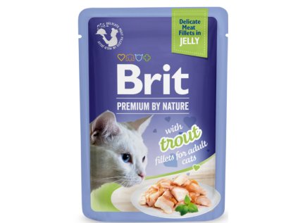 Kapsička Brit Prem.Cat Delic.Fillets in Jelly with Trout 85 g