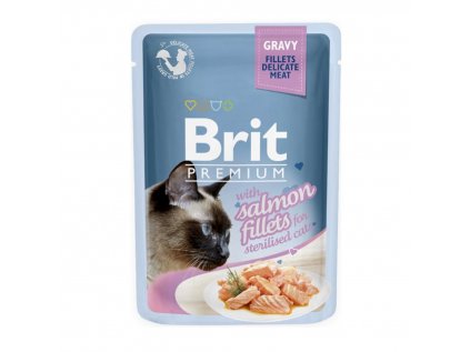 Kapsička Brit Premium Cat Delic.Fillets in Gravy with Salmon for Sterilised 85 g