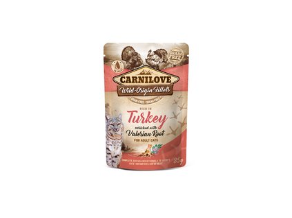18768 kapsicka carnilove cat pouch turkey with valerian 85g