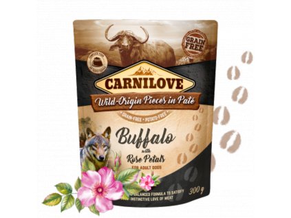18822 kapsicka carnilove dog pate buffalo with rose petals 300g