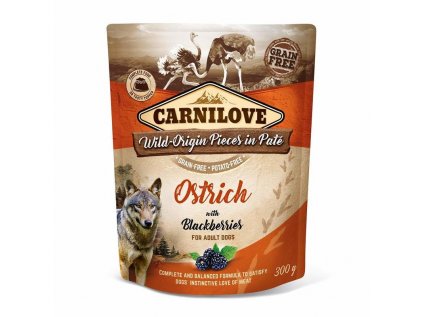 18831 kapsicka carnilove dog pate ostrich with blackberries 300g