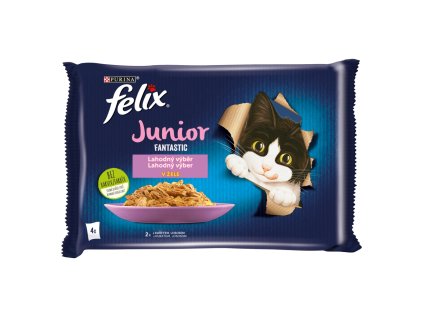 Kapsička Felix Fantastic multipack Junior kura a losos v želé 4 x 85 g