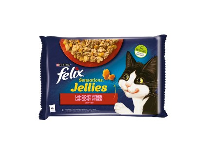 Kapsička Felix Sensations multipack hovädzie s paradajkami, kura s mrkvou v želé 4 x 85 g