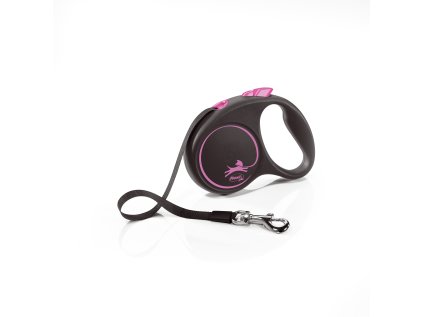 Flexi Black Design S páska 5m/15 kg ružová