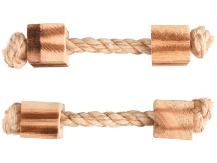Hračka BBQ lano + 2x prírodné kocky na okusovanie 12 cm