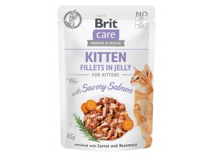 Kapsička Brit Care Cat Kitten. Fillets in Jelly with Savory Salmon 85 g