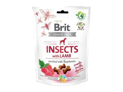 brit care dog crunchy cracker s hmyzom jahnacim a malinami 200 g