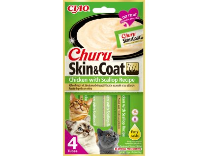 Churu cat masové pyré pre krásnu srsť a kožu - kura, hrebenatky 56g