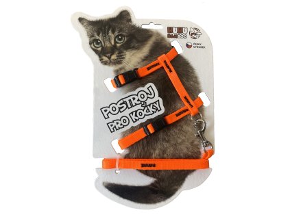 HUHUBAMBOO set postroj + vodítko CAT, oranžový