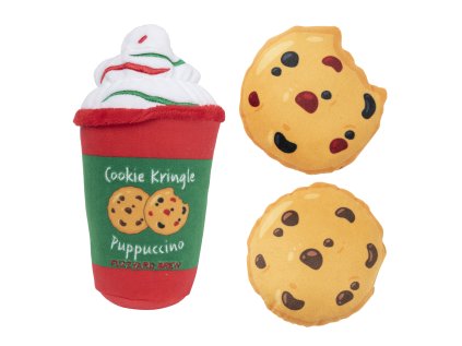 FuzzYard Xmas plyšová hračka kelímek Puppuccino a Cookies 3ks