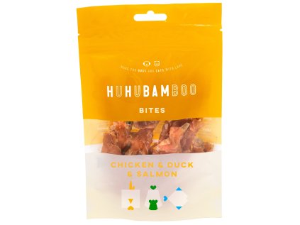 Huhubamboo kúsky s kuracím, kačaciam a lososom 75g