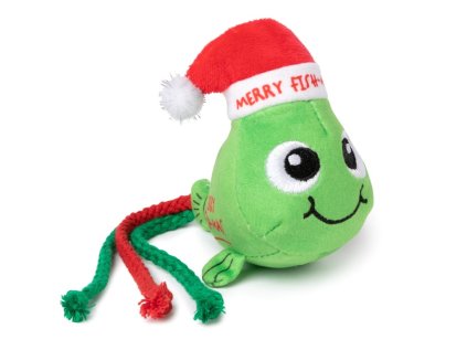 FuzzYard Plyšová vianočná hračka pre mačky Merry Fishmas s catnipom 8cm