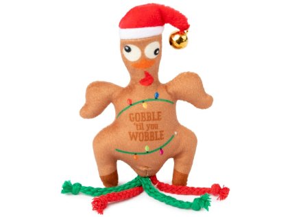 FuzzYard Plyšová vianočná hračka pre mačky Gobble Til You Wobble s catnipom 12cm