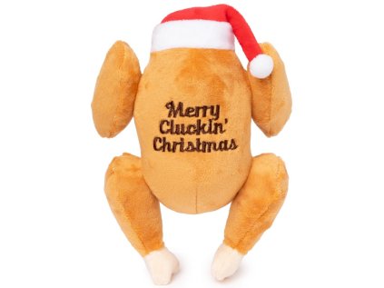 FuzzYard Plyšová vianočná hračka pre psov Merry Cluckin Christmas S 19cm