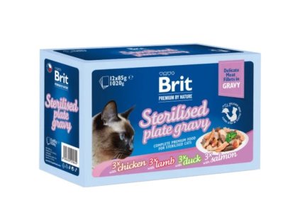 Brit Premium Cat Delicate Fillets Gravy Family Plate Sterilised kapsička pre kastrované mačky 12x85g