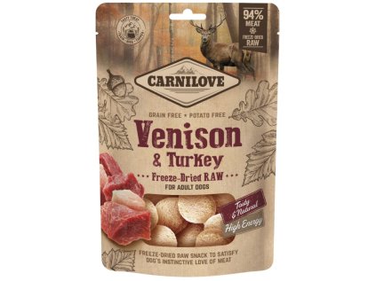 Carnilove Freeze-Dried Raw Venison&Turkey maškrta pre psov 60g