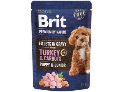 Brit Premium by Nature Fillets in Gravy with Turkey&Carrots kapsička pre šteňatá a mladých psov 85g