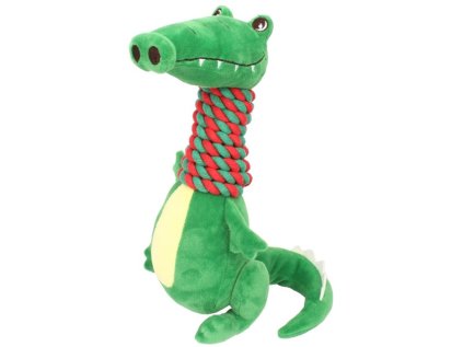 Huhubamboo plyšová hračka pre psov krokodíl s povrazom 26cm