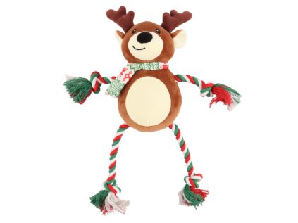 Huhubamboo plyšová hračka pre psov sob s lanom 32cm