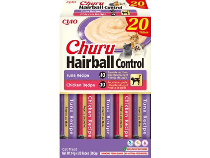 Churu Cat masové pyré Hairball – tuniak, kura 20×14g (BAL)