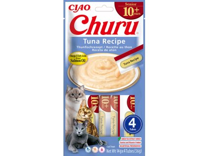 Churu Cat Senior mäsové pyré - tuniak 4×14g
