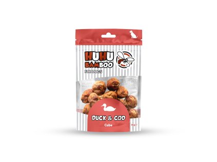 Huhubamboo mäsové guľky s kačacím a treskou 75g EXPIRÁCIA september (10.9.2025)