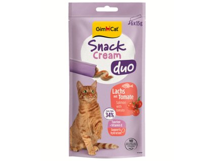 GimCat Snack Cream Duo losos a paradajka 6×15 g