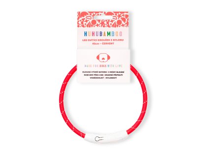 Huhubamboo LED svietiaci obojok z nylonu červený 45 cm