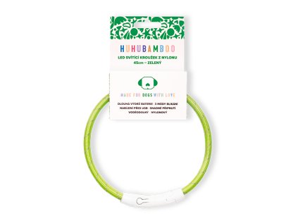 Huhubamboo LED svietiaci obojok z nylonu zelený 45 cm